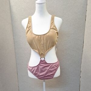 Elegant Gold and Pink Women's Swimsuit